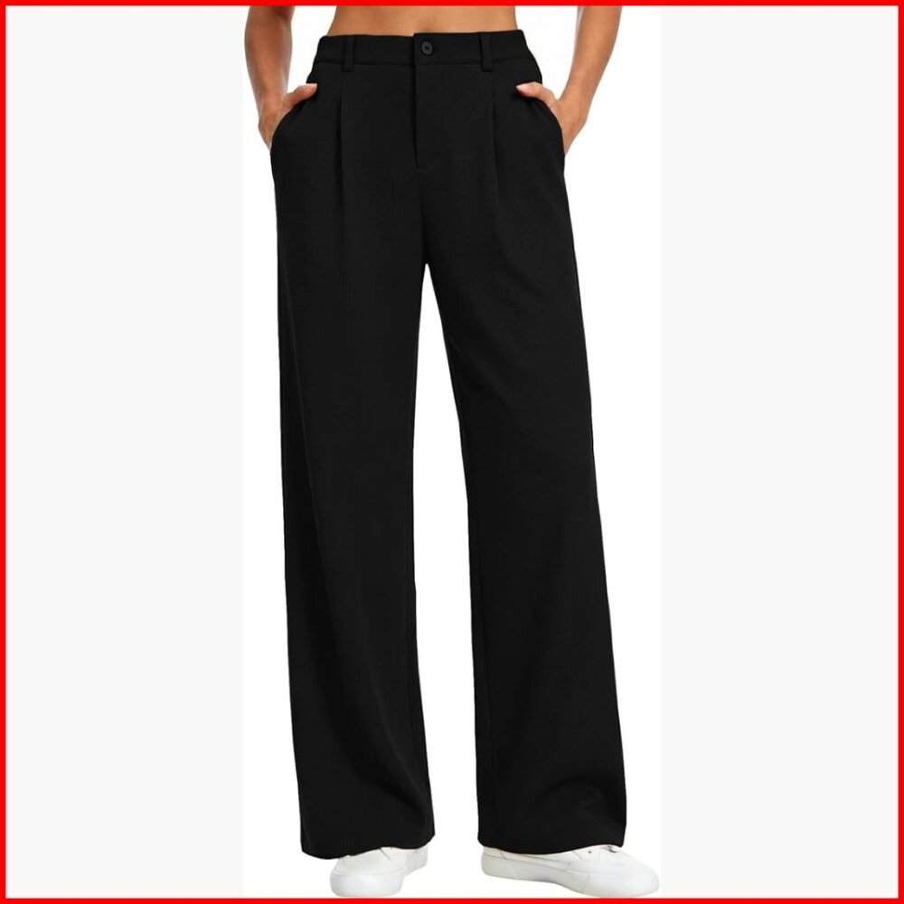 High Waist Wide Leg Work Pants Stretchy Business Casual Trousers 28